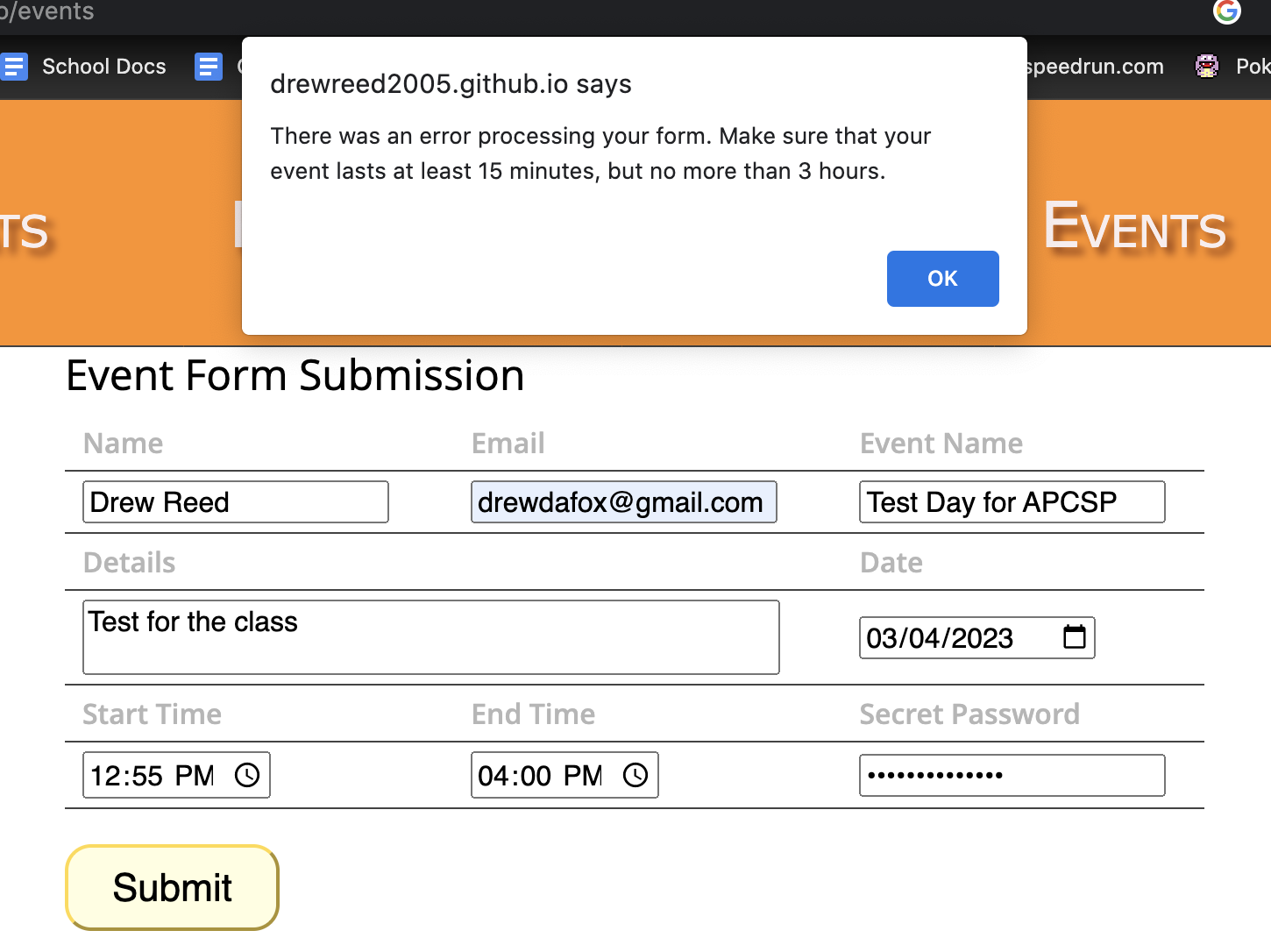 Code segment shows list being formed